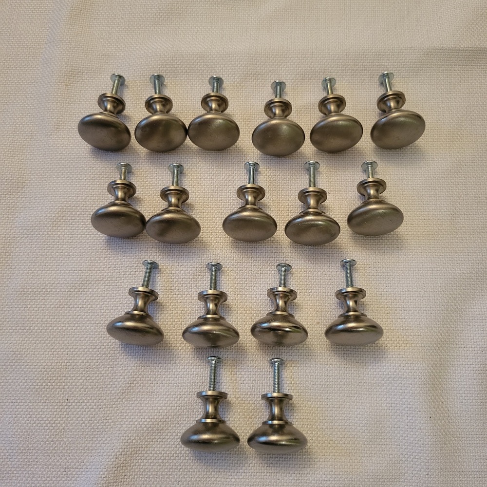 17 Cabinet Knobs Silver Brushed Nickel Mushroom Round Drawer Pulls DIY Project